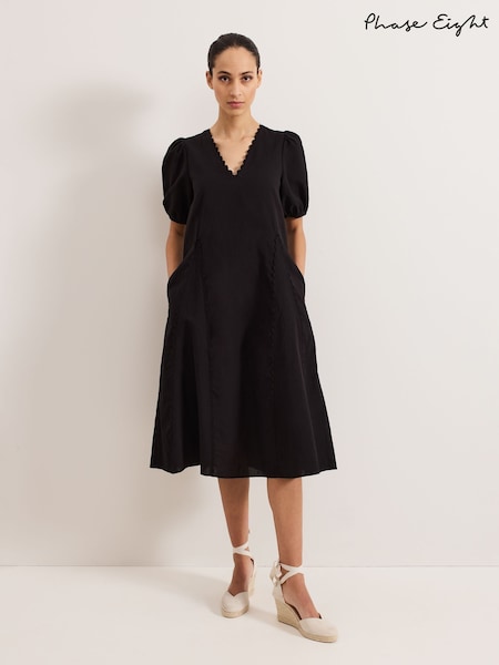 Phase Eight Black Milly Linen Dress (W22766) | €152