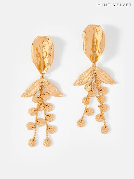 Mint Velvet Gold Tone Statement Floral Print Earrings (W22780) | 2,103 UAH