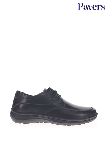 Черный - Pavers Leather Lace-up Shoes (W22853) | €53