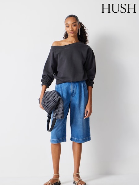 Hush Blue Lya Cropped Denim Bermuda Shorts (W22872) | €115