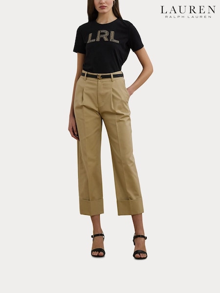 Lauren Ralph Lauren Katlin Sequin Logo Jersey Black T-Shirt (W22907) | € 201