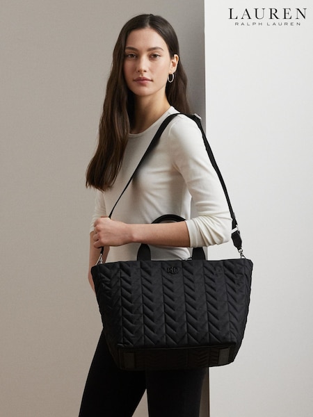 Lauren Ralph Lauren Stevie Messenger Textured Nylon Black Bag (W22911) | € 404