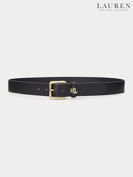 črna - Lauren Ralph Lauren Medium Keeper Logo Belt (W22912) | € 130
