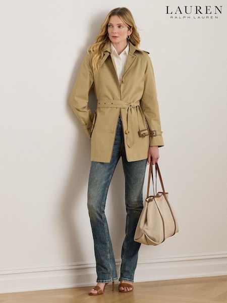 Lauren Ralph Lauren Cropped Trench Brown Coat (W22919) | €356