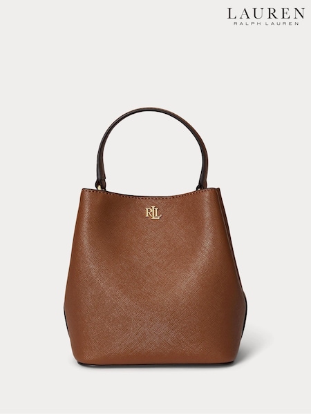 Lauren Ralph Lauren Small Reese Leather Logo Bucket Brown Bag (W22945) | € 357