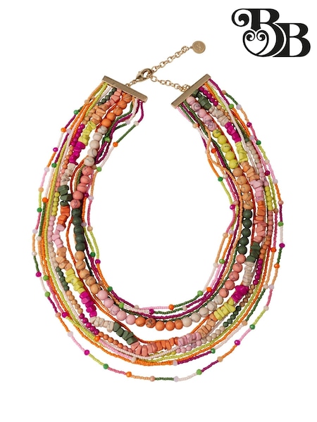 Bibi Bijoux Pink Multicolour Layered Beaded Necklace (W22991) | €50