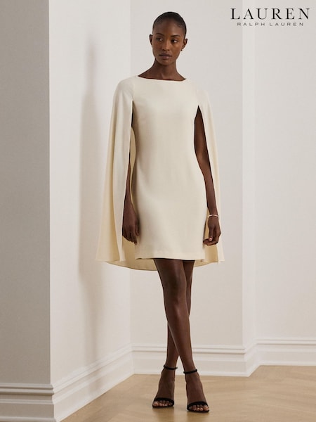 Lauren Ralph Lauren Cream Petra Cape Georgette Mini Dress (W23005) | €330