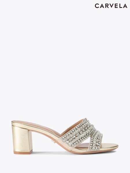 Carvela Gold Pageant Block Sandals (W23019) | €211