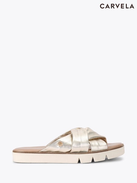 Carvela Comfort Gold Vita Cross Strap Sandals (W23022) | R$ 980