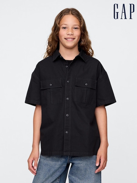 Gap Black Ripstop Utility Shirt (4-13yrs) (W23060) | €33