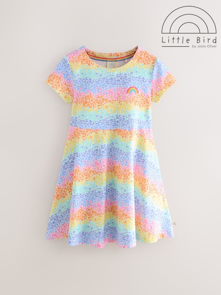 Little Bird by Jools Oliver Pink Rainbow Short Sleeve Skater Dress (W23080) | AED116 - AED151