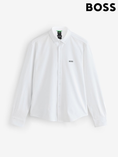 BOSS White Regular Fit Motion Long Sleeve Shirt (W23129) | €158