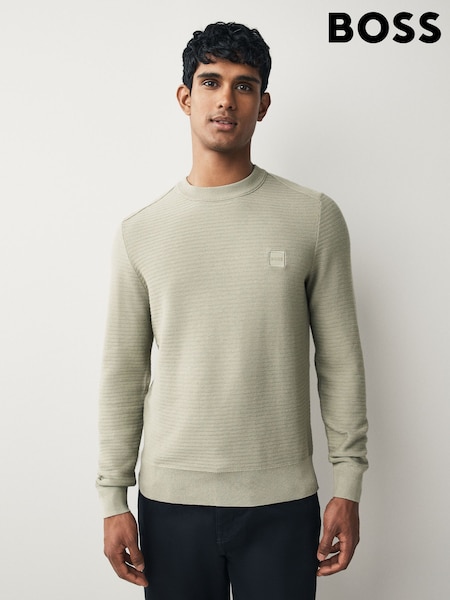 Verde - BOSS Anion Logo Patch Cashmere Blend Knit Jumper (W23130) | R$ 1.175