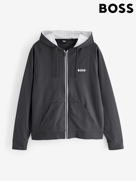 BOSS Grey Black Authentic Logo Hooded Jacket (W23132) | €126