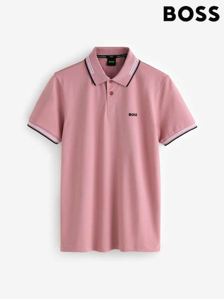 BOSS Pink Paul Tipped Polo Shirt (W23145) | €118