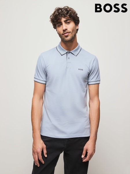 BOSS Grey Light Paul Tipped Polo Shirt (W23157) | €127