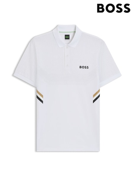 BOSS White Paule Tech Polo Shirt (W23163) | €197