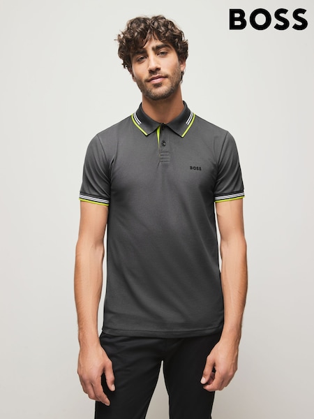 BOSS Grey Paul Tipped Polo Shirt (W23165) | R$ 880