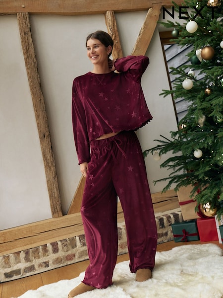 Burgundsko rdeča - Textured Supersoft Long Sleeve Pyjamas (W23187) | € 32