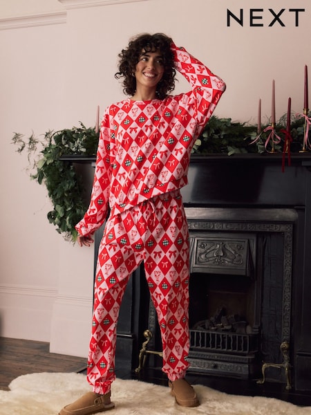 Red Christmas Bows - 100% Cotton Long Sleve Pyjamas (W23190) | ‏109 د.إ.‏