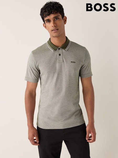 BOSS Green Relaxed Fit Tipped Collar Polo Shirt (W23229) | AED518