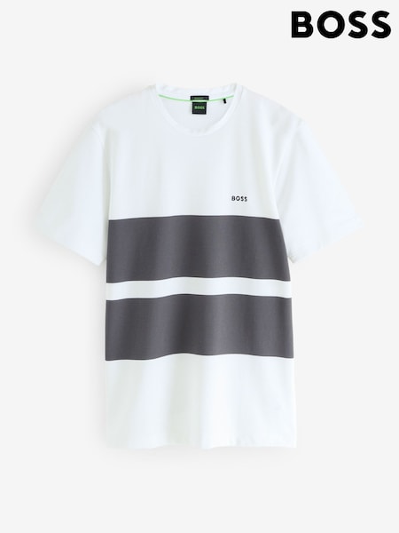 BOSS White Regular Fit Stripe T-Shirt (W23233) | R$ 780