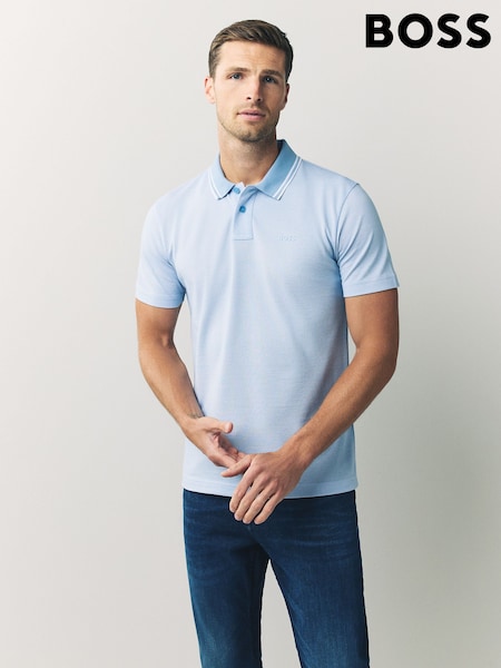 Azul - BOSS Relaxed Fit Tipped Collar Polo Shirt (W23234) | 126 €