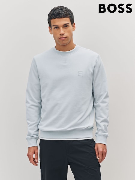 BOSS Grey Light Westart Crew Neck Logo Sweatshirt Jumper (W23247) | AED577