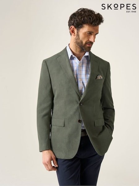 Зеленый - Skopes Tailored Fit Padua Suede Effect Herringbone Jacket (W23256) | €171