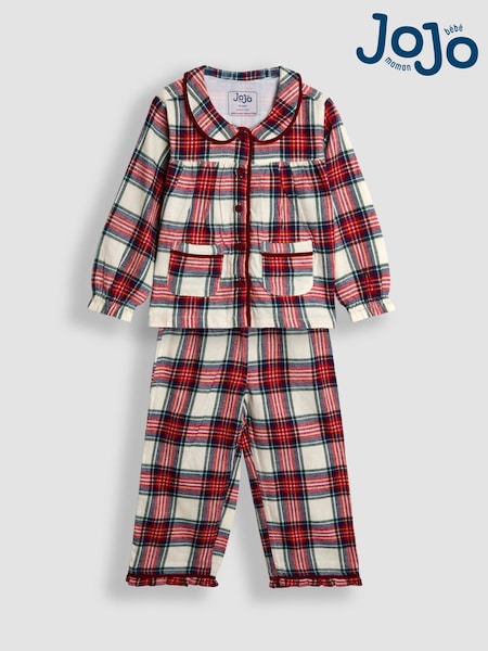 JoJo Maman Bébé Cream silver Woven Check Pretty Collar Pyjamas (W23260) | €37