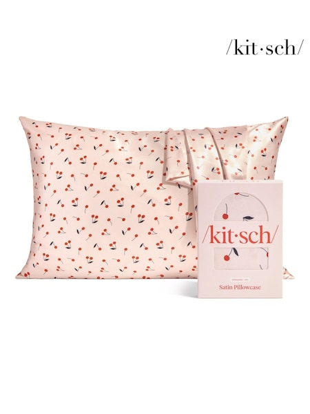 Kitsch Cherry Print Satin Pillowcase (W23362) | €22