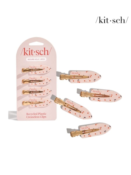 Kitsch Cherry Print Creaseless Clips 4 Piece Set (W23366) | €13.50