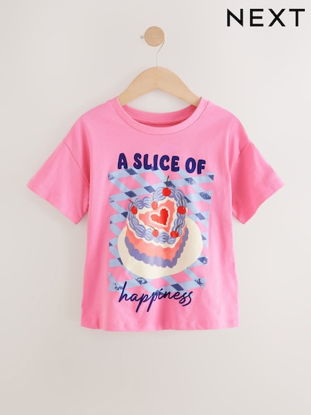 Pink Cake Food Graphic 100% Cotton T-Shirt (3-16yrs) (W23387) | €14 - €21