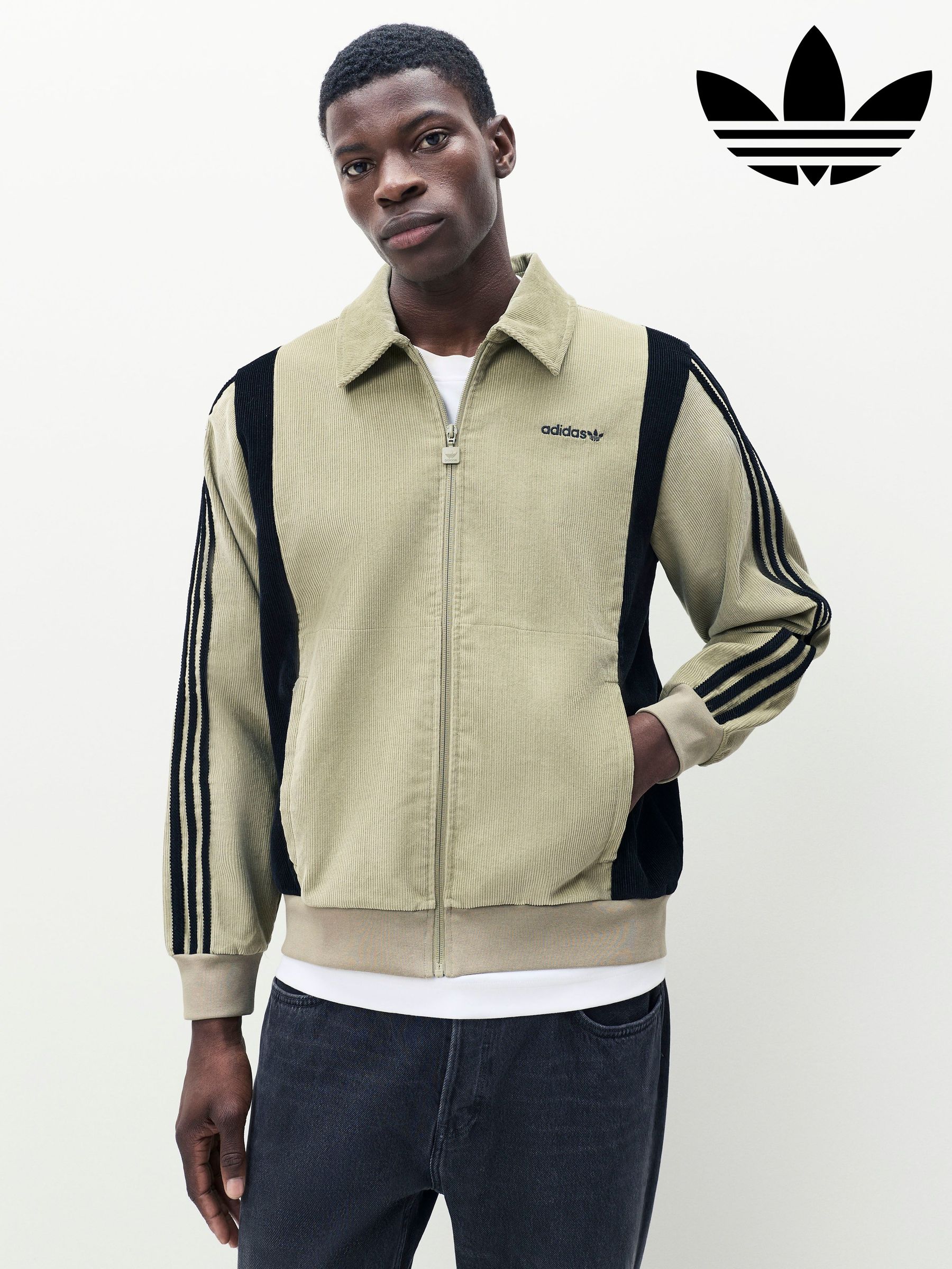 Men's Green Zip Through 100% Cotton Logo Coatsandjackets | Next Oman