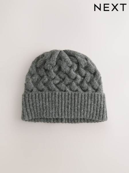 Charcoal Grey Cable Knit Beanie Hat (W23482) | € 18
