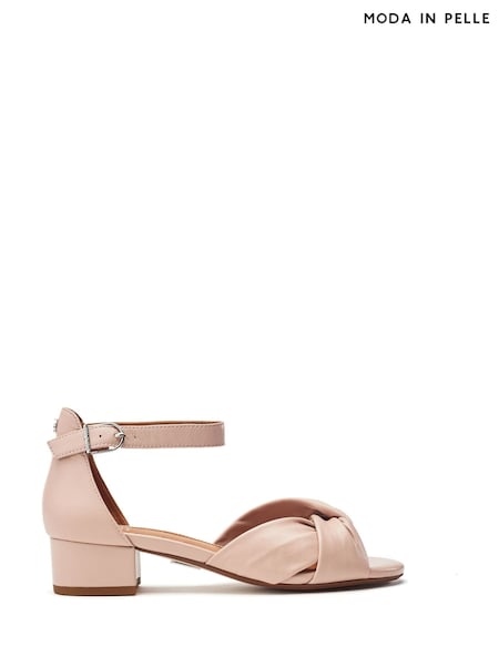 Moda in Pelle Macadamia Low Heel Ankle Strap Leather Sandals (W23535) | ₪448