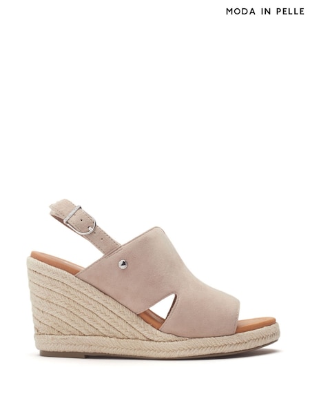 Moda in Pelle Kanji Sling Back Wedges Suede Brown Sandals (W23538) | € 139