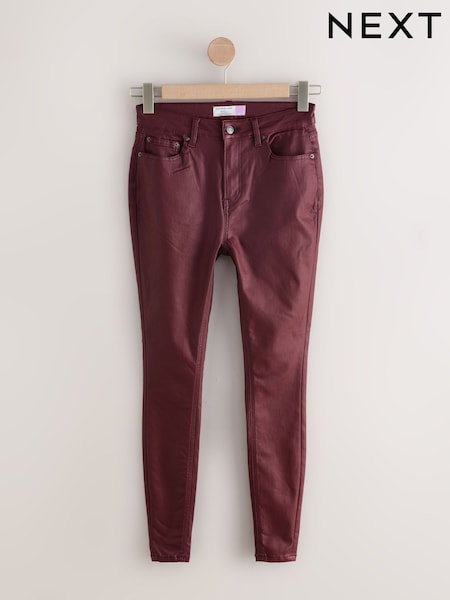 Berry Red Hourglass Coated Denim Skinny Jeans (W23569) | €32