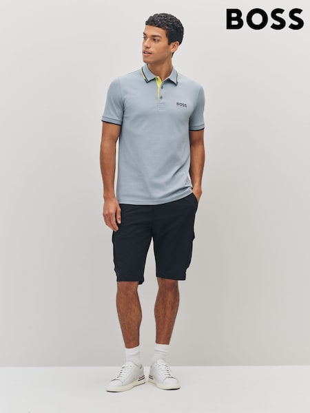 BOSS Grey Light Paddy Pro Tipped Collar Polo Shirt (W23576) | R$ 980
