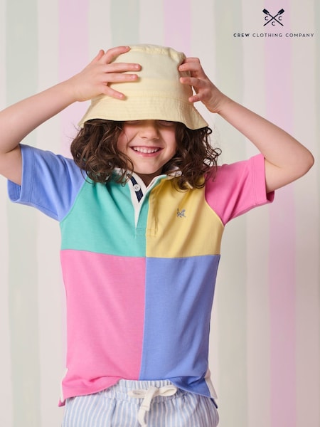 Crew Clothing Pink 100% Cotton Short Sleeve Harlequin Rugby Shirt (W23627) | AED163 - AED186
