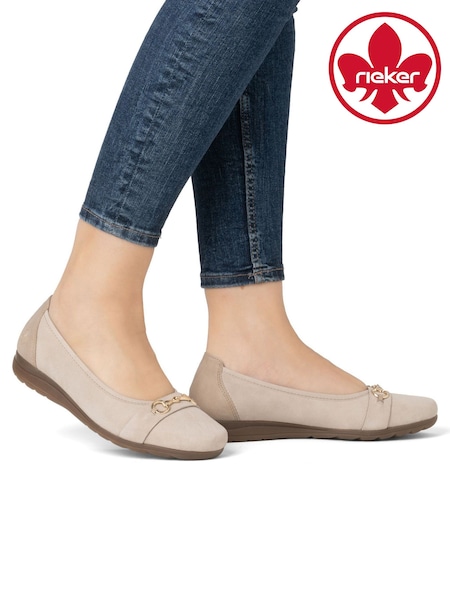Rieker Womens Cream Slip-on Shoes (W23650) | 484 LEI