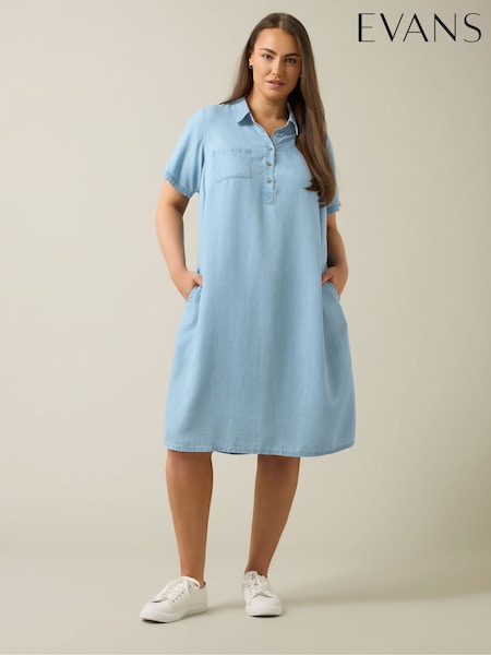 Evans Blue Lyocell Short Dress (W23674) | €74