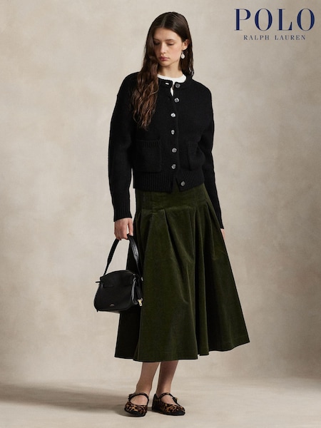 Polo Ralph Lauren Green Corduroy Woven A Line Skirt (W23699) | €376