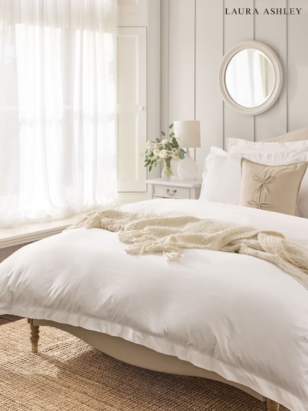 Laura Ashley White Hemstitch 200 Thread Count Duvet Cover and Pillowcase Set (W23731) | €80 - €126