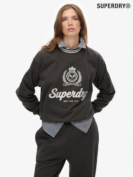 Superdry Black Country Club Loose Crew Sweatshirt (W23767) | R$ 495
