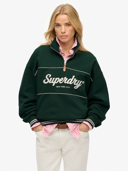 Superdry Green Country Club Loose 1/4 Zip Sweatshirt (W23773) | 272 QAR