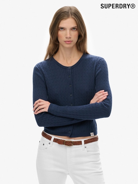 Superdry Blue Micro Cable Cardigan (W23810) | 198 QAR