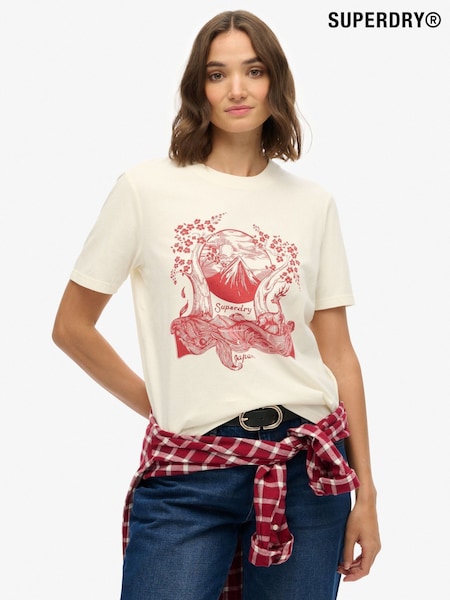 Superdry Cream Tokyo Narrative Relaxed T-Shirt (W23823) | €39