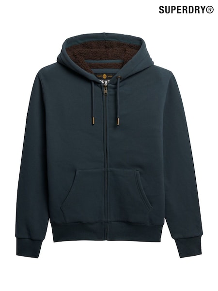 Superdry Grey Borg Lined Ziphood Hoodie (W23829) | 371 QAR