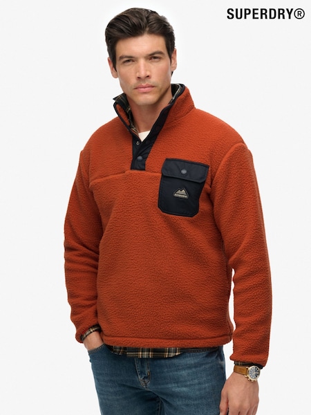 Alaranjado - Superdry Fuji Fleece Half Popper Jumper (W23864) | R$ 590